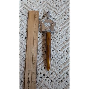 Vintage Butterscotch Bakelite Handle Bottle Opener Chrome Mid Century Barware